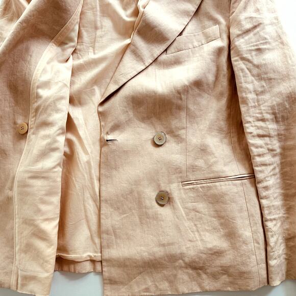 Giorgio Armani Ladies Linen Double Breasted IT 48 US 12 Blazer Blush Pink - Picture 7 of 14